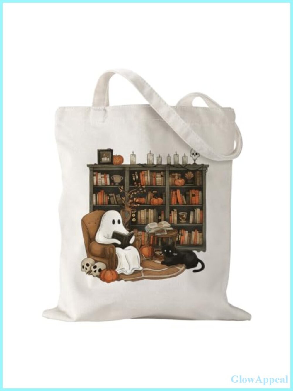 Canvas Tote Bag Large Halloween Ghost Gift Reusable